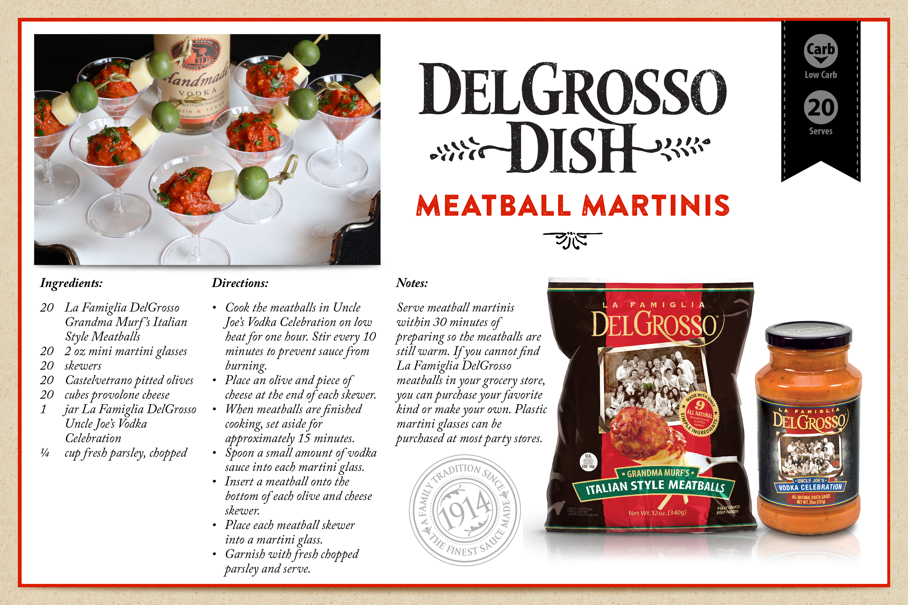 Meatball Martinis DelGrosso Sauces