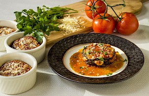 Eggplant Towers with Delgrosso's Aunt Mary Ann’s Sunday Marinara Sauce