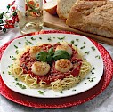 Scallops Over Linguini with Aunt Cindy’s Roasted Garlic Gala
